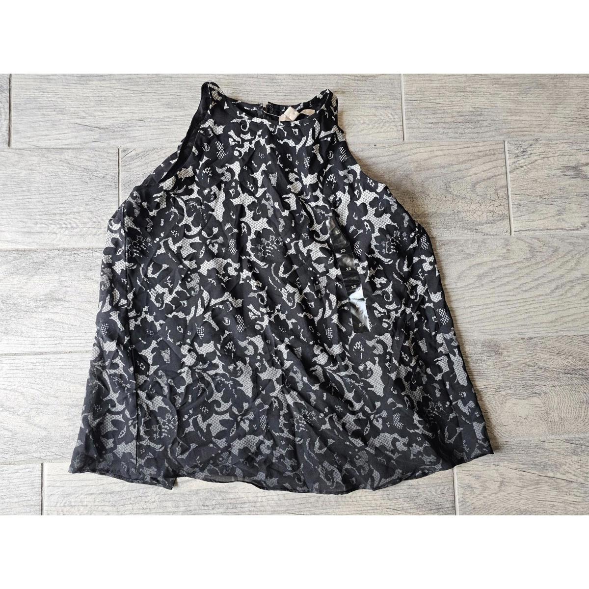 Bnwt New Woman's Banana Republic Sleeveless Blouse Size X Small Black Floral Xs